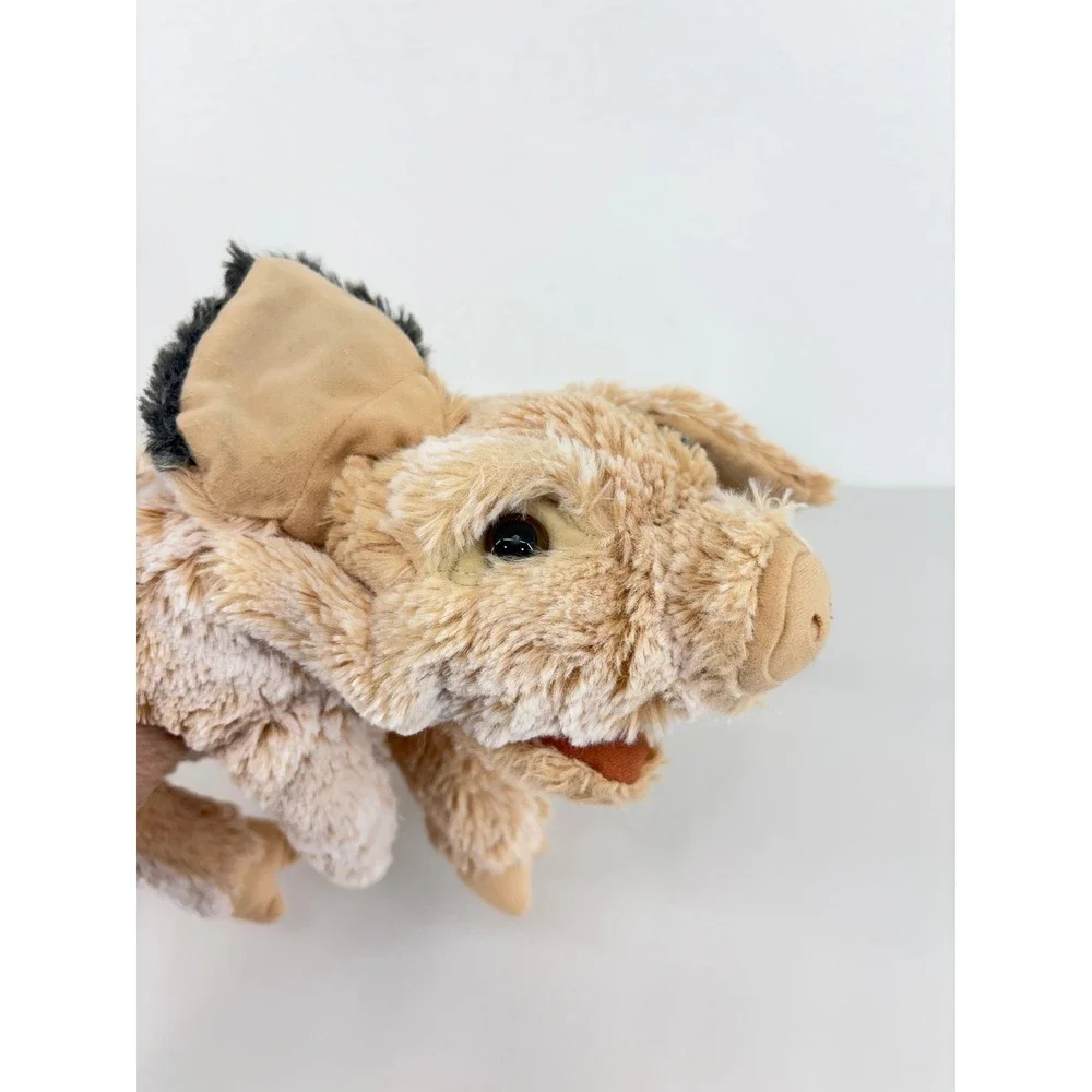 Folkmanis Grunting Pig Hand Puppet Spotted Tan Black Plush 2991 Sound Maker